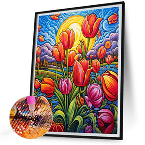 Tulip 30*40CM (canvas) Full Round Drill Diamond Painting