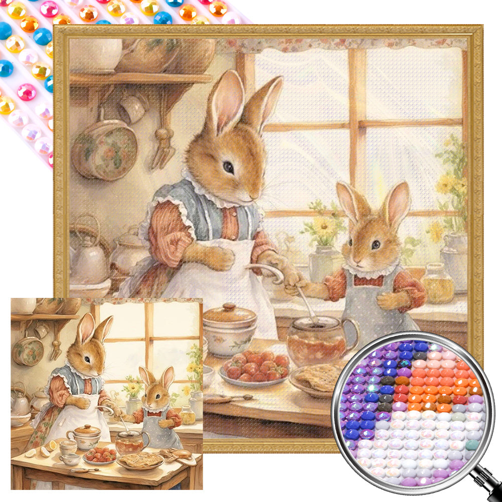 Bunny¡¯S Warm Family Time 30*30CM (canvas) Full AB Round Drill Diamond Painting