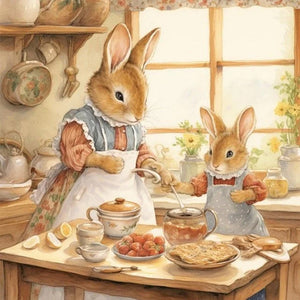 Bunny¡¯S Warm Family Time 30*30CM (canvas) Full AB Round Drill Diamond Painting