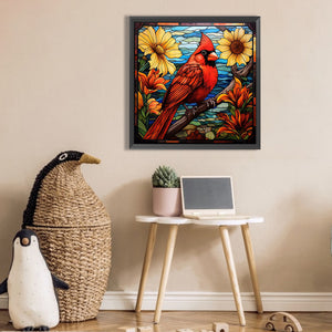 Flowers And Cardinals 30*30CM (canvas) Full Square AB Drill Diamond Painting