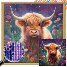 Load image into Gallery viewer, Flowers And Highland Cows 30*30CM (canvas) Full Square AB Drill Diamond Painting
