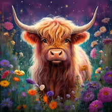 Load image into Gallery viewer, Flowers And Highland Cows 30*30CM (canvas) Full Square AB Drill Diamond Painting
