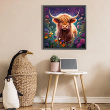 Load image into Gallery viewer, Flowers And Highland Cows 30*30CM (canvas) Full Square AB Drill Diamond Painting
