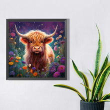 Load image into Gallery viewer, Flowers And Highland Cows 30*30CM (canvas) Full Square AB Drill Diamond Painting
