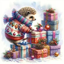 Load image into Gallery viewer, Christmas Gift Hedgehog 30*30CM (canvas) Full Square AB Drill Diamond Painting
