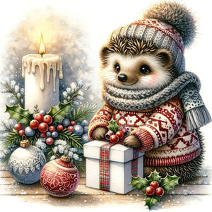 Christmas Gift Hedgehog 30*30CM (canvas) Full Square AB Drill Diamond Painting