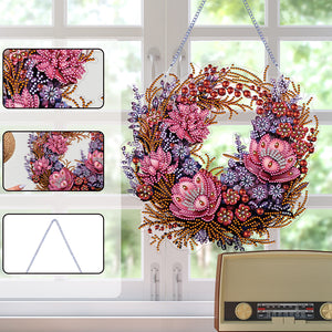 Christmas Flower Special Shaped+Round Diamond Painting Wall Decor Wreath (#2)