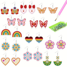 Load image into Gallery viewer, 12 Pairs Double Sided Diamond Painting Earrings for Women Girls (Butterfly)
