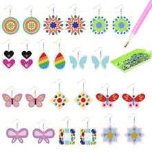 Load image into Gallery viewer, 12 Pairs Double Sided Diamond Painting Earrings for Women Girls (Butterfly)
