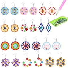 Load image into Gallery viewer, 12 Pairs Double Sided Diamond Painting Earrings for Women Girls (Flower)
