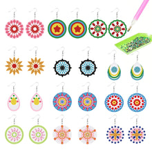 Load image into Gallery viewer, 12 Pairs Double Sided Diamond Painting Earrings for Women Girls (Flower)
