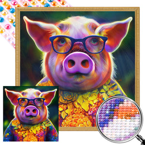 Mr. Colorful Pig 40*40CM (canvas) Full Round AB Drill Diamond Painting