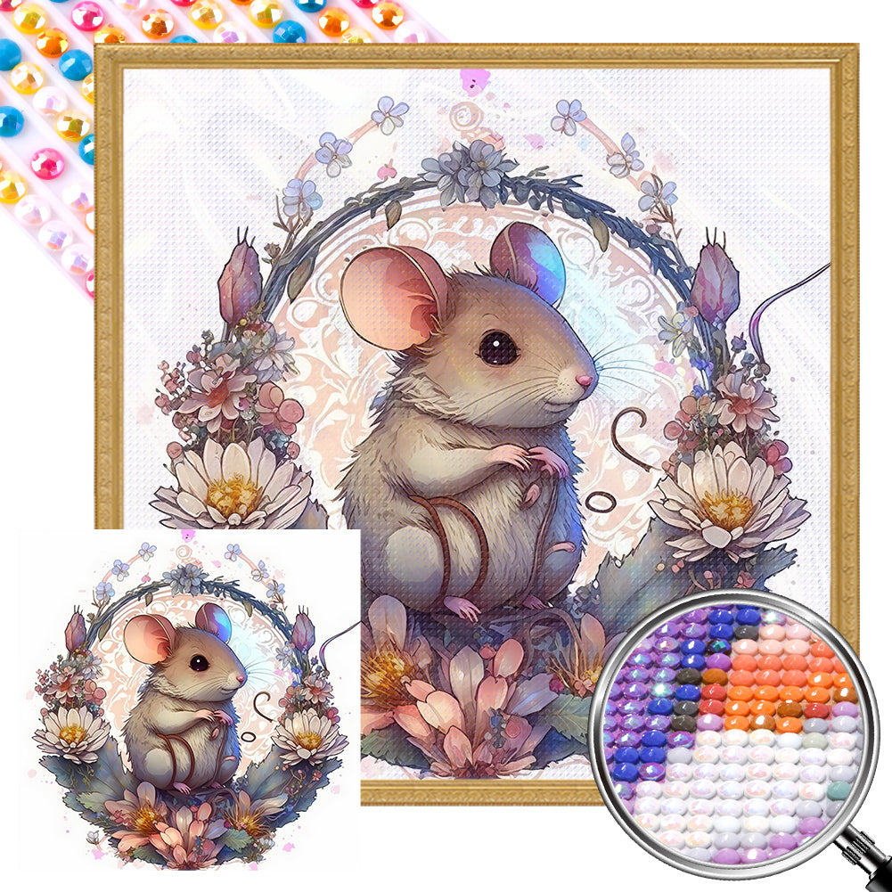 Mice In Wreath 40*40CM (canvas) Full Round AB Drill Diamond Painting