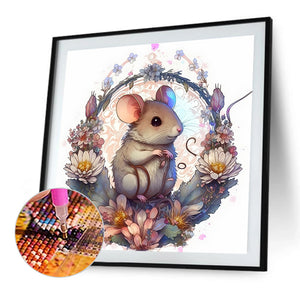 Mice In Wreath 40*40CM (canvas) Full Round AB Drill Diamond Painting