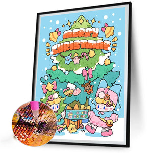 Doll And Christmas Tree 40*50CM (canvas) Full Round AB Drill Diamond Painting