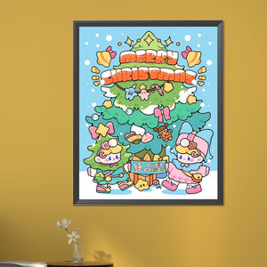 Doll And Christmas Tree 40*50CM (canvas) Full Round AB Drill Diamond Painting