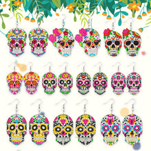 Load image into Gallery viewer, 10Pairs Halloween Skull Double Sided Diamond Painting Earrings The Dead Earrings
