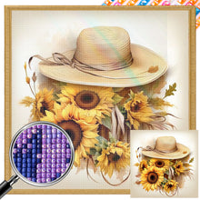 Load image into Gallery viewer, Sunflower And Straw Hat 40*40CM (canvas) Full AB Square Drill Diamond Painting
