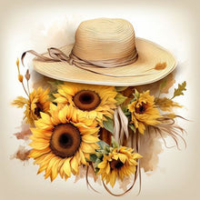 Load image into Gallery viewer, Sunflower And Straw Hat 40*40CM (canvas) Full AB Square Drill Diamond Painting
