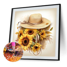 Load image into Gallery viewer, Sunflower And Straw Hat 40*40CM (canvas) Full AB Square Drill Diamond Painting
