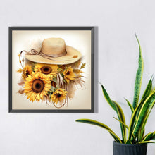 Load image into Gallery viewer, Sunflower And Straw Hat 40*40CM (canvas) Full AB Square Drill Diamond Painting
