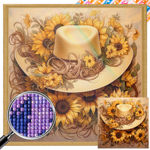 Load image into Gallery viewer, Sunflower And Straw Hat 40*40CM (canvas) Full AB Square Drill Diamond Painting
