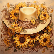 Load image into Gallery viewer, Sunflower And Straw Hat 40*40CM (canvas) Full AB Square Drill Diamond Painting
