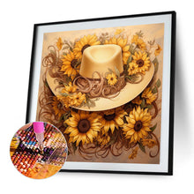 Load image into Gallery viewer, Sunflower And Straw Hat 40*40CM (canvas) Full AB Square Drill Diamond Painting
