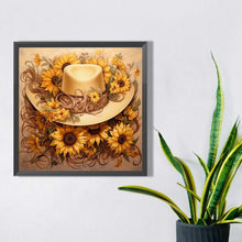 Load image into Gallery viewer, Sunflower And Straw Hat 40*40CM (canvas) Full AB Square Drill Diamond Painting
