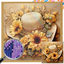 Load image into Gallery viewer, Sunflower And Straw Hat 40*40CM (canvas) Full AB Square Drill Diamond Painting
