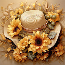 Load image into Gallery viewer, Sunflower And Straw Hat 40*40CM (canvas) Full AB Square Drill Diamond Painting
