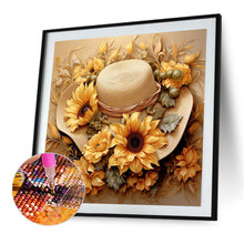 Load image into Gallery viewer, Sunflower And Straw Hat 40*40CM (canvas) Full AB Square Drill Diamond Painting
