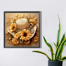 Load image into Gallery viewer, Sunflower And Straw Hat 40*40CM (canvas) Full AB Square Drill Diamond Painting
