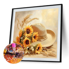 Load image into Gallery viewer, Sunflower And Straw Hat 40*40CM (canvas) Full AB Square Drill Diamond Painting
