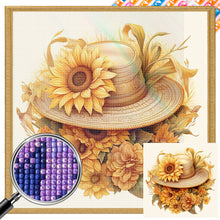 Load image into Gallery viewer, Sunflower And Straw Hat 40*40CM (canvas) Full AB Square Drill Diamond Painting
