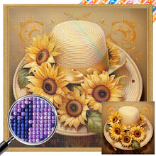 Load image into Gallery viewer, Sunflower And Straw Hat 40*40CM (canvas) Full AB Square Drill Diamond Painting
