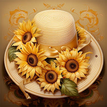 Load image into Gallery viewer, Sunflower And Straw Hat 40*40CM (canvas) Full AB Square Drill Diamond Painting
