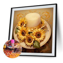 Load image into Gallery viewer, Sunflower And Straw Hat 40*40CM (canvas) Full AB Square Drill Diamond Painting
