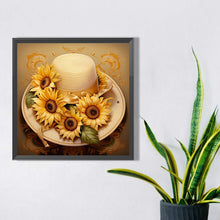 Load image into Gallery viewer, Sunflower And Straw Hat 40*40CM (canvas) Full AB Square Drill Diamond Painting
