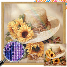 Load image into Gallery viewer, Sunflower And Straw Hat 40*40CM (canvas) Full AB Square Drill Diamond Painting
