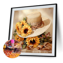 Load image into Gallery viewer, Sunflower And Straw Hat 40*40CM (canvas) Full AB Square Drill Diamond Painting
