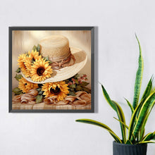 Load image into Gallery viewer, Sunflower And Straw Hat 40*40CM (canvas) Full AB Square Drill Diamond Painting
