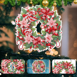 Christmas Special Shaped Diamond Painting Hanging Wreath (Candy and Flowers)