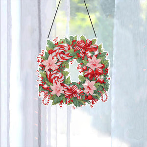 Christmas Special Shaped Diamond Painting Hanging Wreath (Candy and Flowers)