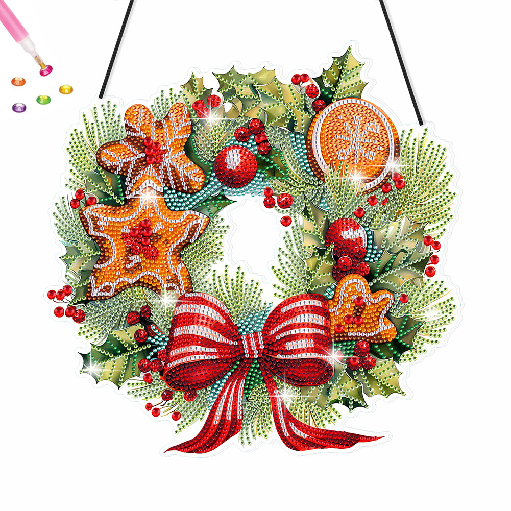 Christmas Special Shaped Diamond Painting Hanging Wreath (Biscuits and Flowers)