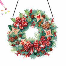 Load image into Gallery viewer, Christmas Special Shaped Diamond Painting Hanging Wreath (Flowers and Biscuits)
