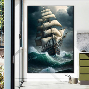 Sea Sailing Boat 50*70CM (canvas) Full Square Drill Diamond Painting