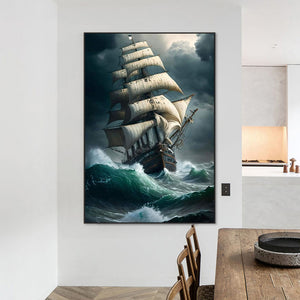 Sea Sailing Boat 50*70CM (canvas) Full Square Drill Diamond Painting