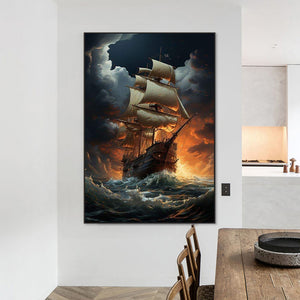 Sea Sailing Boat 50*70CM (canvas) Full Square Drill Diamond Painting