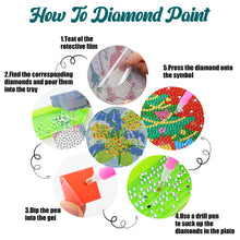 Load image into Gallery viewer, 4 PCS Wooden Diamond Painted Placemats Round Placemat with Holder (Bouquet)
